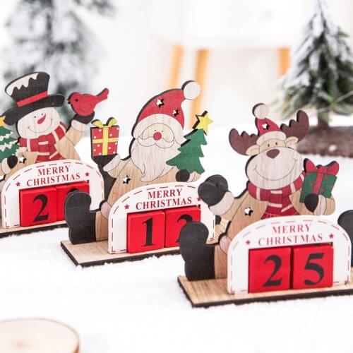 Wooden Christmas Advent Calendar Merry Christmas Decorations for Home Noel Xmas 2021 New Year Gifts Santa Claus Decor Navidad
