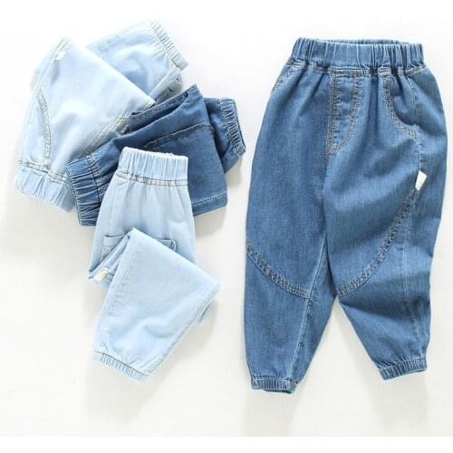 Yocute Children Clothing 2021 Spring Summer Kids Anti Mosquito Pants Thin Boy Girl Jeans Soft Cotton Casual Style Pant For 3-10y