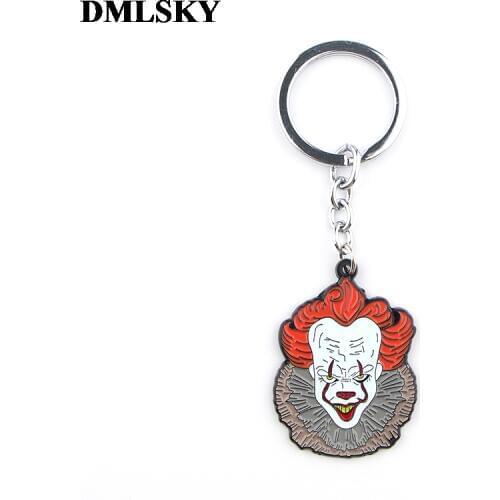 DMLSKY Scary clown Funny alloy Key Chains Ring Gift For Women Men Bag Charm Keychain Charm Keyring Jewelry M3653