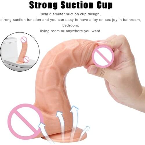 Erotic Skin Feeling Female Masturbator Ultra Thick Big Dildo Stiff Realistic Penis Glans Sex Toys for Women Lesbian Silicone