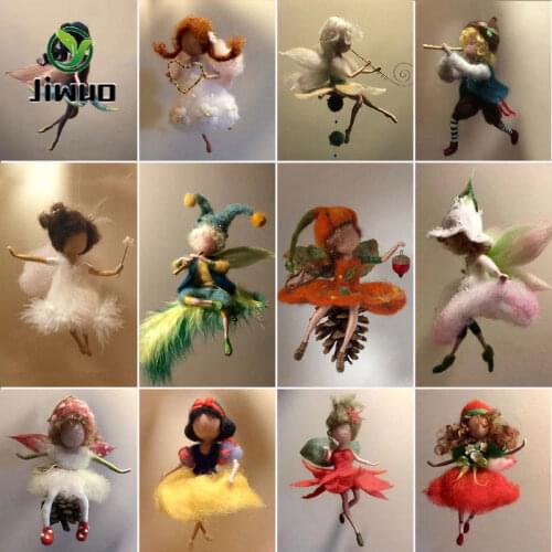 Jiwuo New Fairy Key Chain Doll Wool Felt Animal Poked Non-Finished Handmade Pets Toy Felt Animals Needle Felting Felt Bag