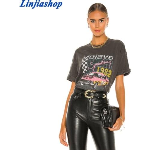 Spring summer women tee sun moon casual oversized loose short sleeve Tshirt streetwear top ladies