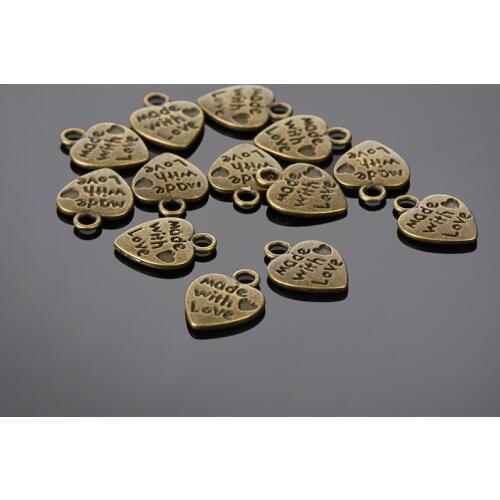 Hot Fashion 300pcs/lot 9x12mm Antique Bronze Plated Heart Shape Charms Zinc Alloy Pendants