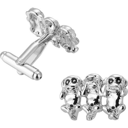 KC are three silvery monkey Cufflinks high-quality copper material Mens Long Sleeve Shirt Cufflinks Wedding Gift