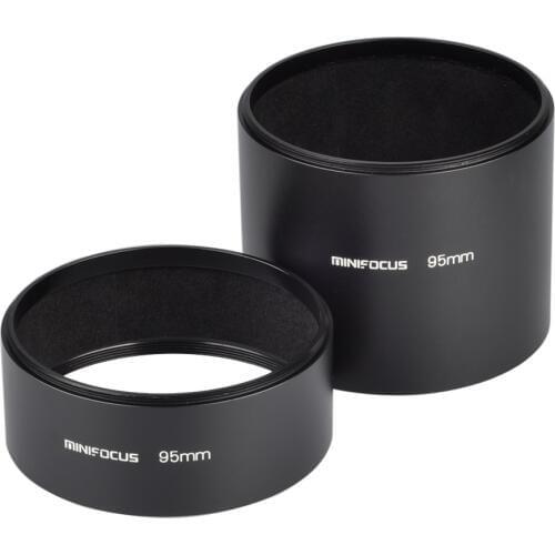 MINIFOCUS 39mm x 95mm Screw in Telephoto Metal Lens Hood for Mirror Tele Reflex Camera Lens with 95mm Filter Thread Aluminium