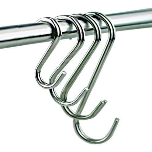 2PC Metal S Shaped Hooks Bathroom Kitchen Coat Hooks Multifunction Storage Hooks Stainless Steel Hook