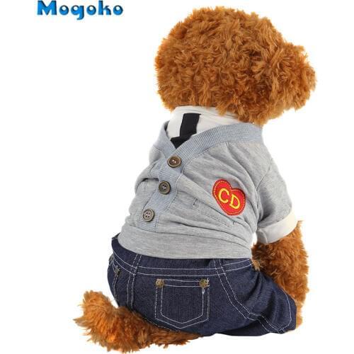 Mogoko 1pc Dog Puppy Cat Clothes Apparel Costume Autumn Shirt Jeans For Small Pet S/M/L/XL Size