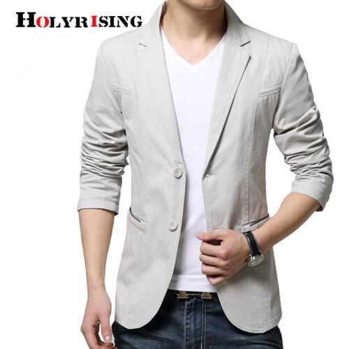 2019 Top Spring Mens Causal Business Blazer Man Khaki Single-breasted Cotton Slim Suit Jacket Plus Large Size 5XL 18795-5