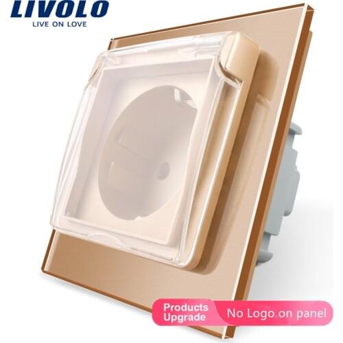 Livolo EU Standard ,Waterproof Power outlet with 2 pins ,Glass Panel, Wall Socket,AC110~250V 16A wall plug with waterproof cover