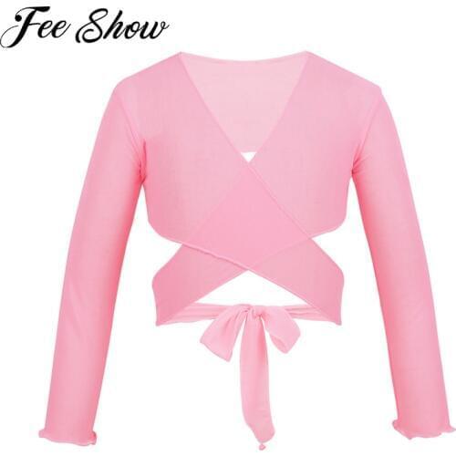 Autumn Child Girls Long Sleeve Ballet Wrap Top Coat Thermal Cardigan Jacket Ballet Gymnastic Training Clothes Kids Dance Wear