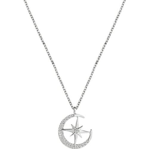 2021 New Choker Necklaces For Women 925 Sterling Silver Crystal Star Moon Pendants Statement Wedding Party Jewelry dz612