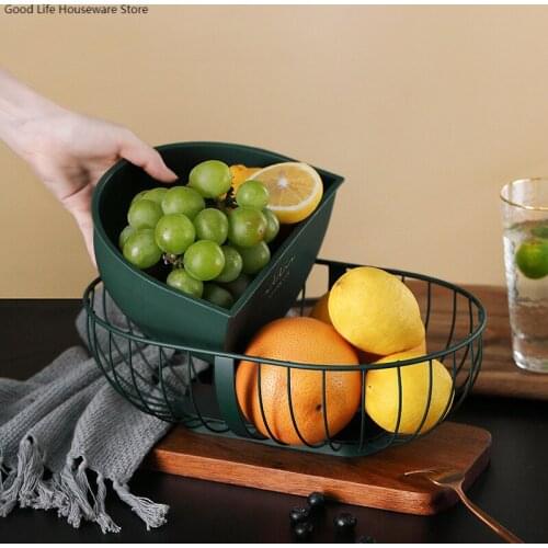 Wrought Iron Fruit Tray Creative Modern Hollow Fruit Basket Living Room Home Light Luxury Coffee Table Snack Container