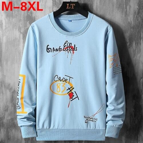 Plus Size 5XL 6XL 7XL 8XL Pullovers Men Patchwork Mens Sweatshirts Casual Pullover Hoodless Sweatshirt Hip Hop Male Streetwear