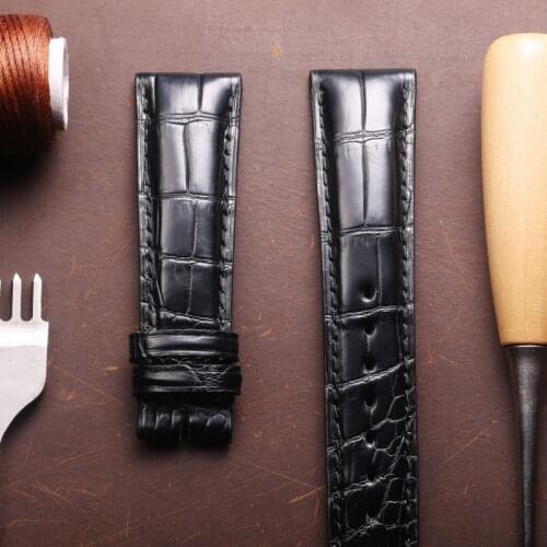 Crocodile Leather Replacement Watchbands for IWC Portugues Pilot Black Alligator Grain Watch Band Bracelet Strap 20mm 21mm 22mm