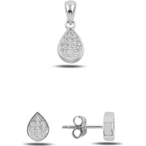 Silver 925 Sterling Zircon Cubic Zirconia Drop Set