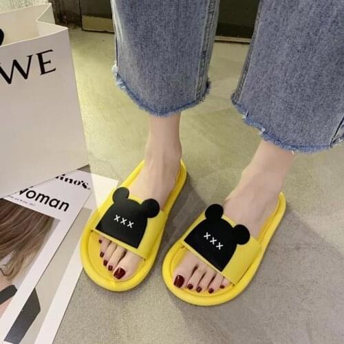 Bear Head Slippers Women Summer Wear Sandals & Slippers Men Home Student Dormitory Couple Shoes Bathroom One-Word Slippers Women