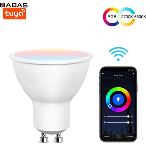 NABAS Tuya Smart WiFi Voice Control RGB Smart Bulb GU10 WiFi Led Magic Lamp Works With Alexa Google Home