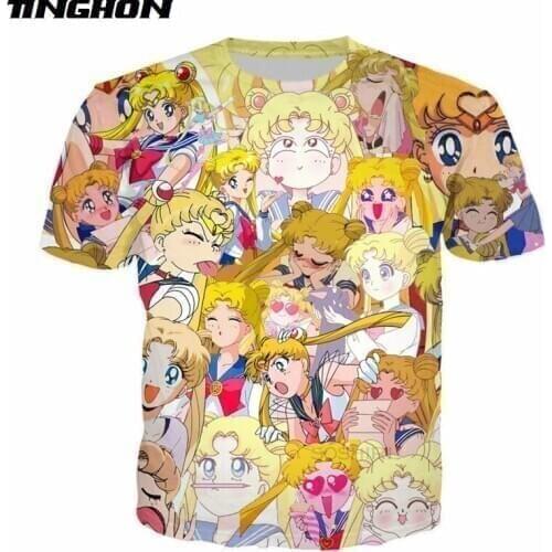 XS-7XL Harajuku Anime T Shirt Hipster Funny Sailor Girls 90s Tshirt Women Summer Punk Streetwear Unisex Classic Tops 07