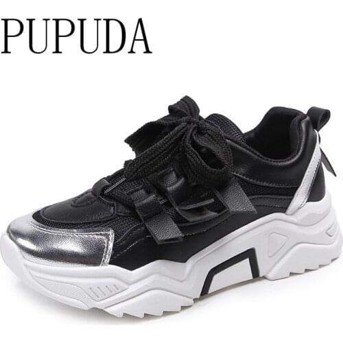 PUPUDA New Platform Shoes Women Casual Shoes Sport Chunky Sneakers Women Fashion Wedge Female Shoes 2020