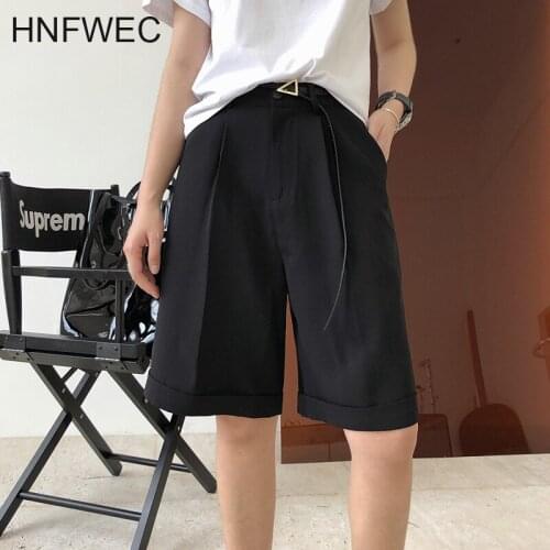 Loose Straight Knee Length Pants For Women High Waist White Casual Wide Leg Pants Female 2020 Summer Fashion New Style K630