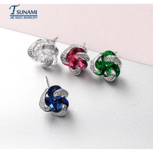 Effies 2018 fashion luxury zircon earrings, elegant four colors of earrings Stud Earrings Fashion Girl ER-096