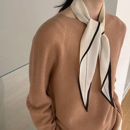 Luna&Dolphin Spring Women Diamond Scarf 110x35cm Cream Color Chiffon SilkyClassic Office Lady Headbands Bandana Hair Tie Choker