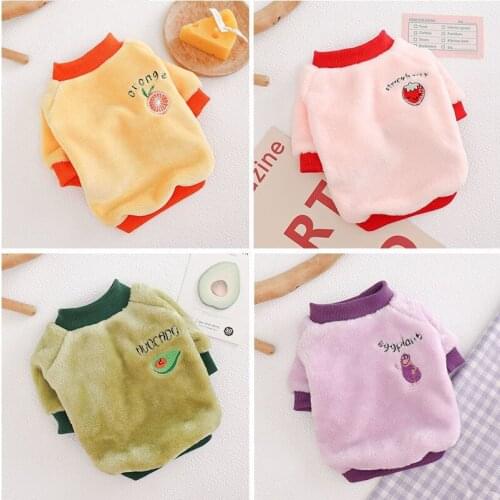Winter Outfit Warm Fleece Pet Clothes Fruit Print Coat Small Medium Dog Cat Shirt Jacket Teddy French Bulldog Chihuahua