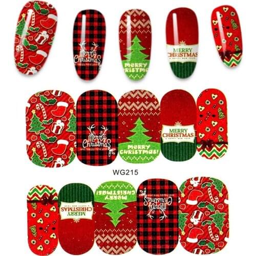 1 Sheet Nail Stickers Decal Xmas Water Christmas Santa Clause Deer Manicure Stickers Nail Art Sticker Decoration