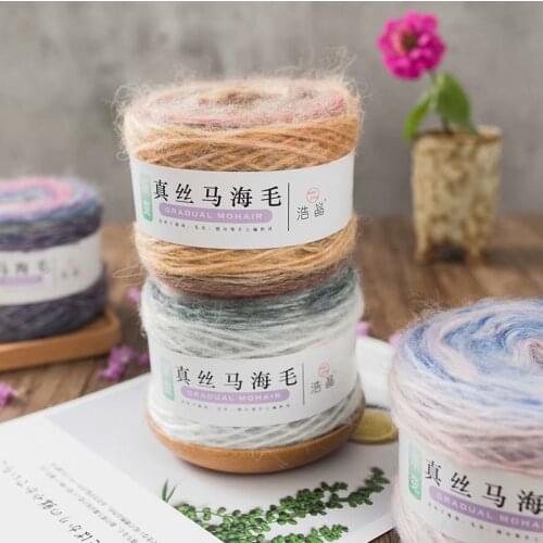 100g Gradient Silk Mahair Hair Wool Long Hair In Fine Colored Hook-woven Scarf Ultra-silk Wool Line Group 100 Grams Yarn