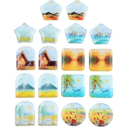 10PC Transparent Real Landscape Jewelry Accessories Hand Made Earrings Connectors DIY Pendant Jewelry Findings Components Charms