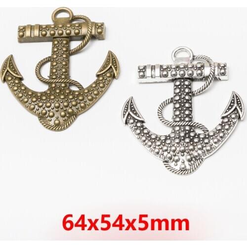 2pcs/lot Two color Metal Boat anchor charm Retro Immemorial style Boat anchor Pendant Bracelet Key chain DIY Hanfmade jewelry