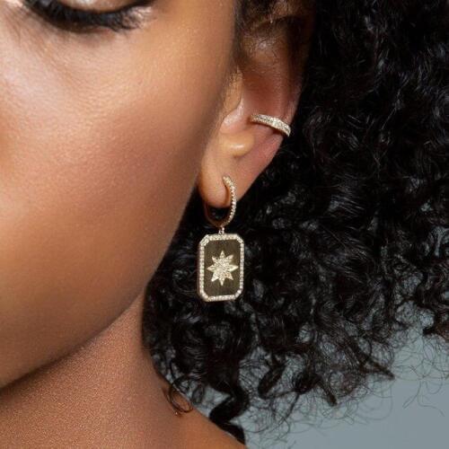 2019 north star cz paved earring for women engagement Gold color geometric star signet CZ dainty sparking AAA cz dangle earrings