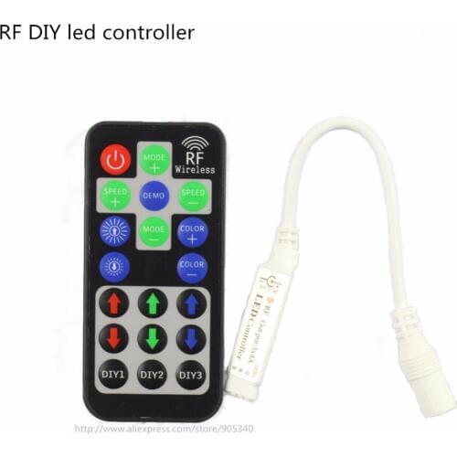 5*RF Mini RGB 12A DIY 19key black Controller for RGB 5050 3528 LED Strip Wireless DIY Dynamic DC 12-24V with Remote control