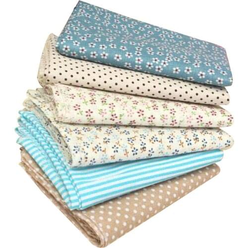 6pcs Floral Painted Fabric Cotton Dress Quilt Craft Material Handmade Sew Patchwork Textiles
