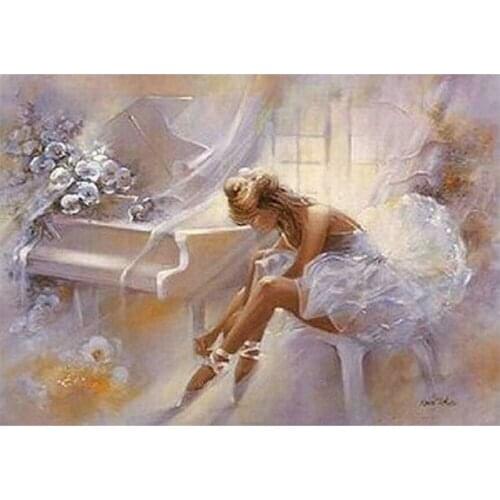 Diamond Painting Cross Stitch Ballerina girl Diamond Embroidery piano picture 5d square round diamond mosaic pink rose patten