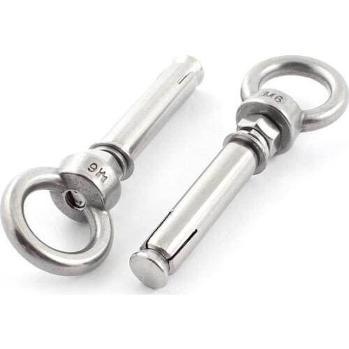 BMBY-2Pcs Stainless Steel Raw Style Shield Anchor Eye Bolts M6 x 82mm,Silver