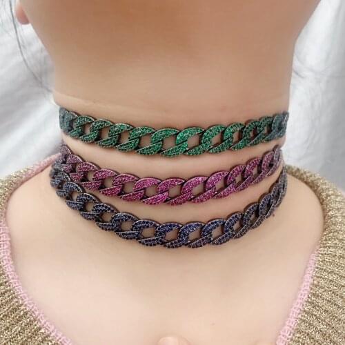 Janekelly Miami Cuban Link Choker Adjustable CZ Necklace Bling Bling Luxury Chain Rapper Fashion Jewelry