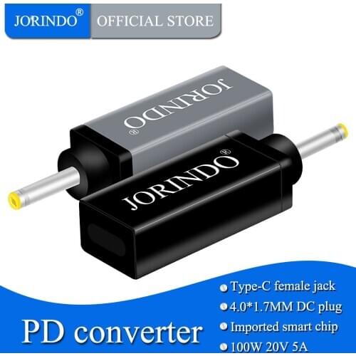 JORINDO USB-C jack to DC4.0*1.7MM plug for Notebook computer PD decoy converter,Type-C to 4017 Fast charging 100W converter