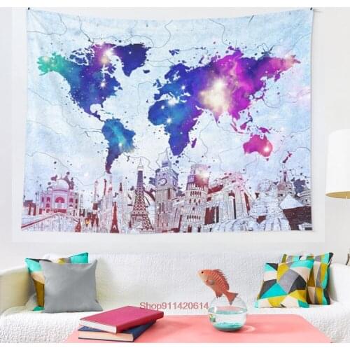 World map tapestry Psychedelic Colorful Wall Hanging Tapestries Dorm Wall Art Yoga Mat