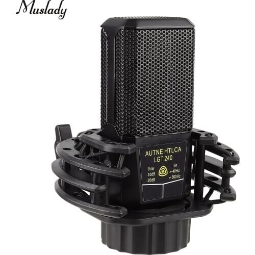 Muslady Large Diaphragm Cardioid Condenser Microphone Unidirectional Mic with Shock Mount Cable for Gaming Podcasting Recording