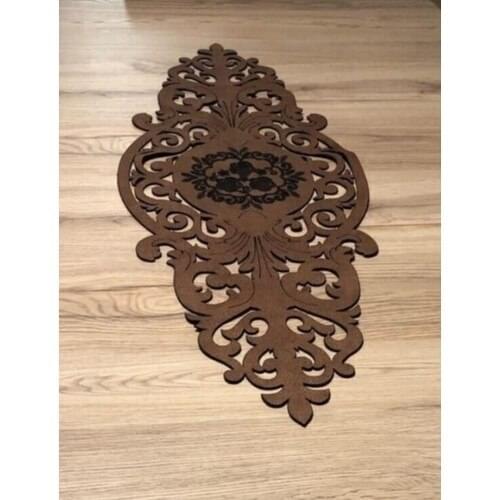 My Corner Dowry Laser Embroidered Custom Cut Leather Runner coffee