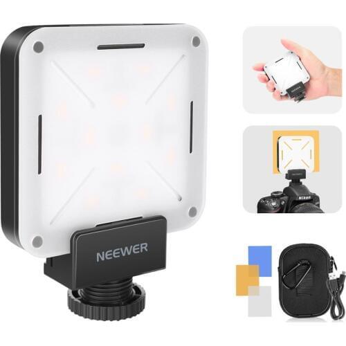 Neewer Mini LED Video Light Pocket-size On-camera Video Light 12-piece LED Lighting CRI 95+ with Built in Battery Hot Shoe Adapt