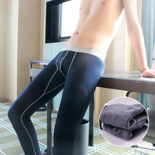 Mens Winters Warm Cotton Cashmere Elastic Velvet Thickened Wide Reinforced Backing Long Johns
