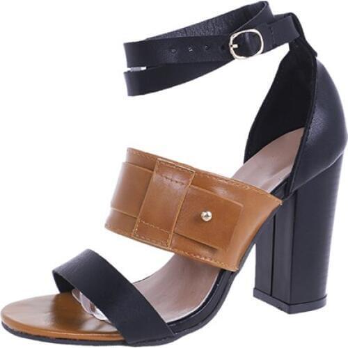 New Women Shoes Block Heels Women Suede Buckle Party Sandalias Sexy Classic Sandals Ladies Shoes Mixed Color fashion 2020 U23-22