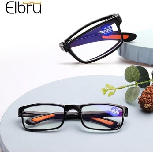 Elbru Anti Blue Light Reading Glasses Ultralight Clear Presbyopia Eyeglasses Men Women Portble Folding Eyewear Diopters 1.0 4.0