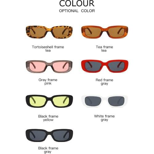 Women Sunglasses Small Rectangle Frame Sun Glasses UV400 Rectangle Small Vintage Retro High Definition Trendy Sunglass Eyeglass