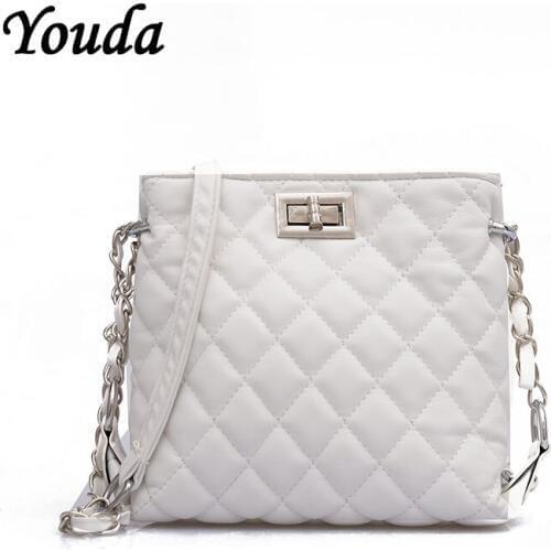 Youda Original Women Bag Korean Style Simple Fashion Ladies Messenger Bags Female Shoulder Tote Chain Rhombic Bucket Handbags
