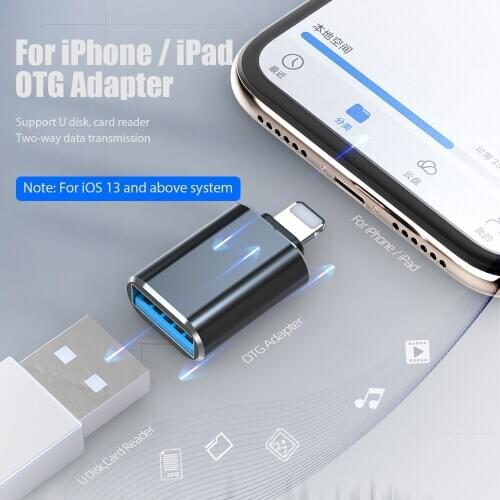 OTG Adapter for iPhone 12 mini xs 11 Pro Max Converters Charging Data for iPad IOS 13 To USB 3.0 Suport U Disk phone Accessories
