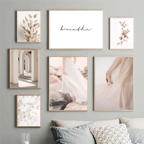 Figure Girl Flower Print Posters Wall Art Canvas Art Painting Quote Sweet Home Nordic Modern Decor for Living Room Pictures