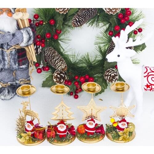 Wrought Iron Candlestick Christmas Home Party Santa Claus Candle Holder Tabletop Candle Holder Decor